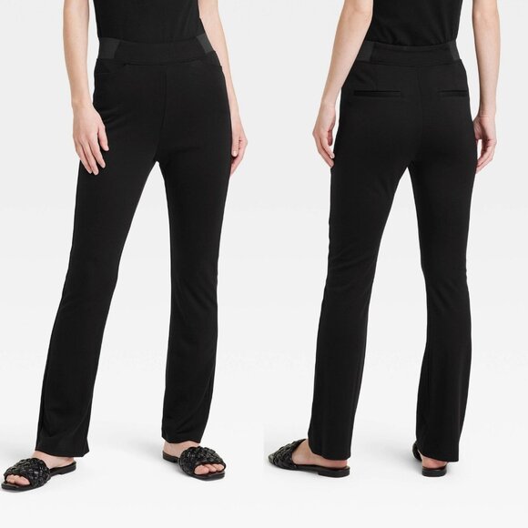a new day Pants - Medium - Womens High Waisted Ponte Flare Leggings Pockets - A New Day - Black